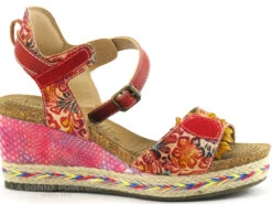Laura Vita FACYO 06 Rouge - Fleur - Nu-pieds Compense -Chaussures Promotion Magasin cd24607c73b9e66c561f35ea11d5d5ef 2858301 158132