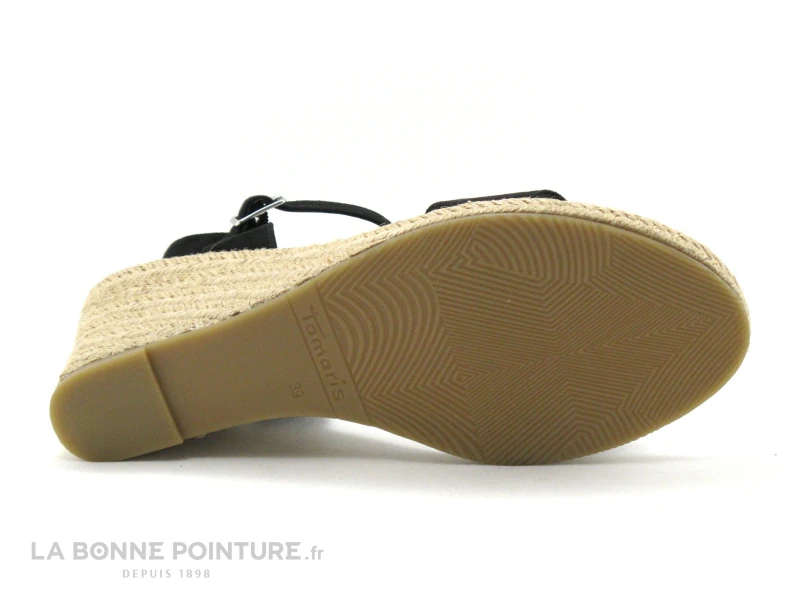 Tamaris 1-28300-28 Black - Sandale Espadrille Compensee Noire 7 Tamaris 1-28300-28 Black - Sandale Espadrille Compensee Noire – Image 7