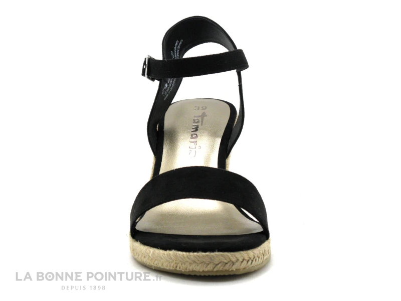 Tamaris 1-28300-28 Black - Sandale Espadrille Compensee Noire 2 Tamaris 1-28300-28 Black - Sandale Espadrille Compensee Noire – Image 2
