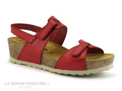 Jordana 2608 - Nu-pieds Mode Femme Cuir Rouge - Compense
