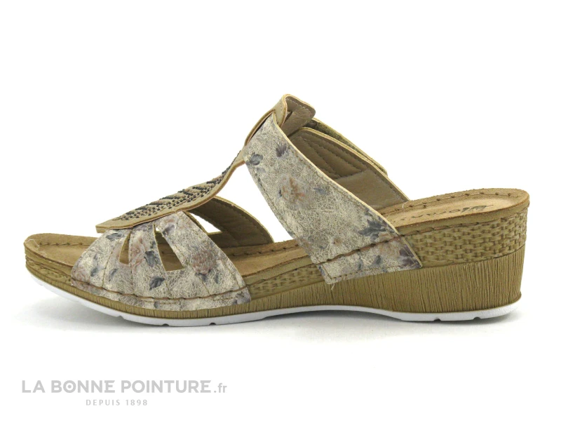 Morans MOUVIK Beige - Mule Femme A Talon Compense 2 Morans MOUVIK Beige - Mule Femme A Talon Compense – Image 2