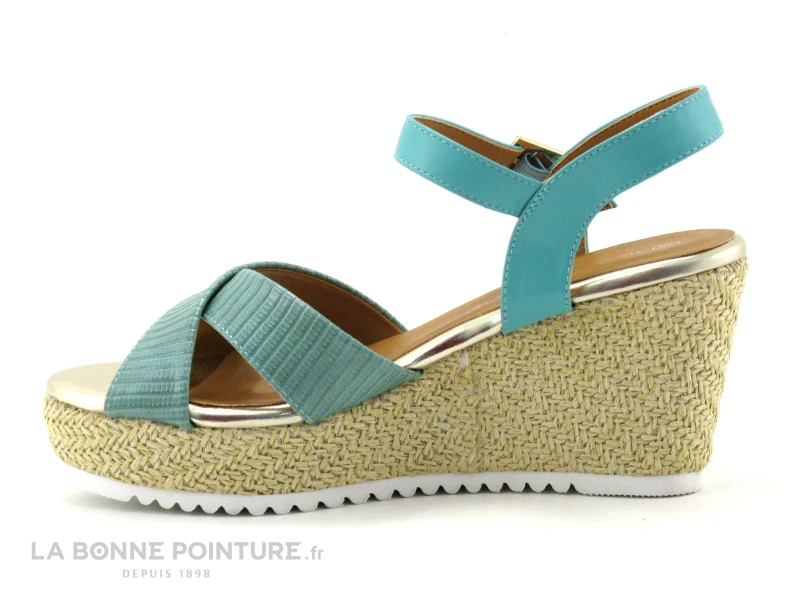 The Divine Factory QL4350 Vert D Eau - Sandale Talon Compense 2 The Divine Factory QL4350 Vert D Eau - Sandale Talon Compense – Image 2