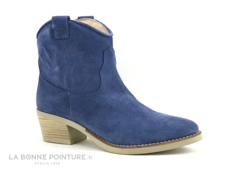 Caty Kivala TEXAS Velours Bleu - Boots Femme 1 Caty Kivala TEXAS Velours Bleu - Boots Femme