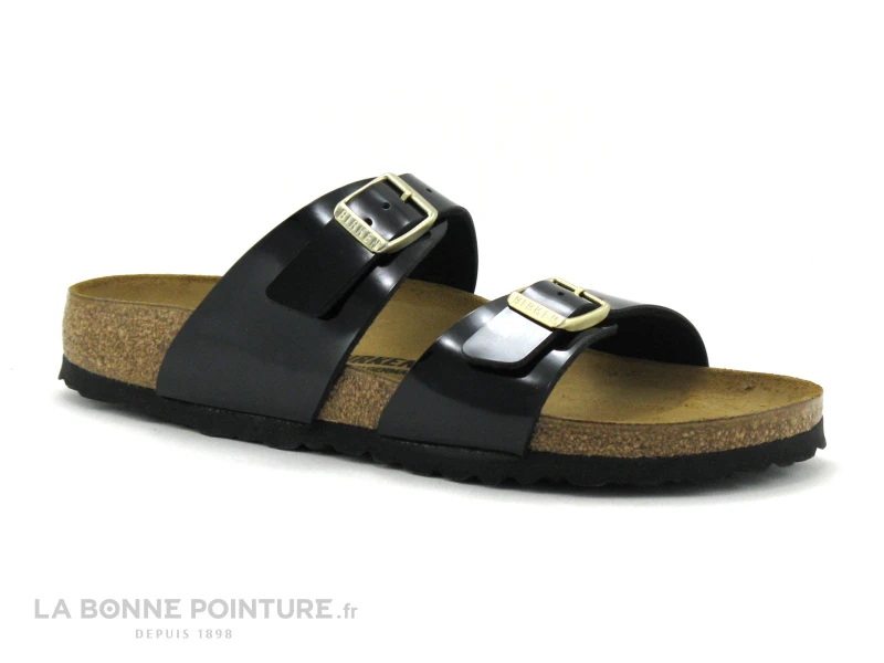 Birkenstock SIDNEY Birko Flor Vernis Noir - Boucle Or - BK1000551- Mule 1 Birkenstock SIDNEY Birko Flor Vernis Noir - Boucle Or - BK1000551- Mule