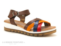 Valerias 6130 Marron Jaune Bleu Rouge - Sandale Femme