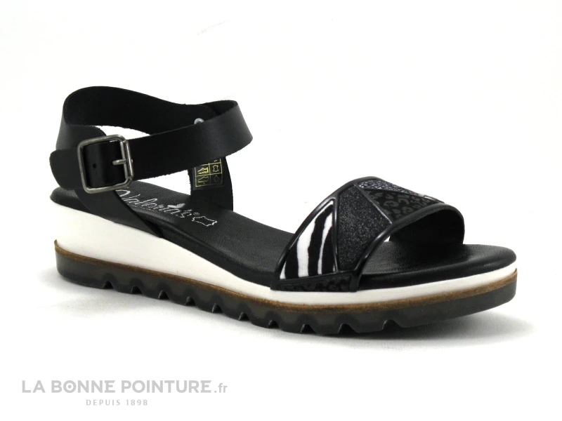 Valerias 6135 Noir - Bride Triangles - Sandale Femme 1 Valerias 6135 Noir - Bride Triangles - Sandale Femme