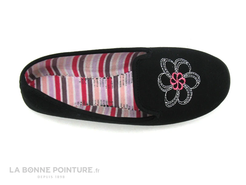 RYB 7009000 D318 Noir - Interieur Rayures Roses - Chausson Femme 3 RYB 7009000 D318 Noir - Interieur Rayures Roses - Chausson Femme – Image 3