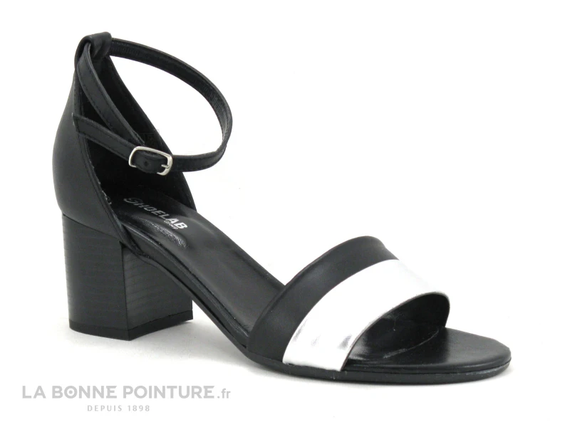 Shoelab LYLIROSE Noir - Argent - Sandale Talon Large 1 Shoelab LYLIROSE Noir - Argent - Sandale Talon Large