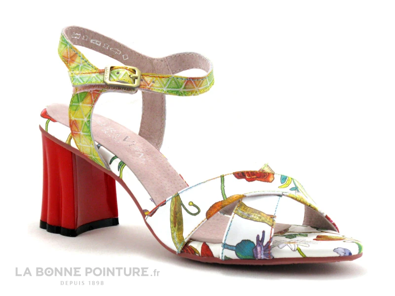 Laura Vita FICDJIO 01 Blanc - Nu-pieds Fleuri Talon Large 1 Laura Vita FICDJIO 01 Blanc - Nu-pieds Fleuri Talon Large