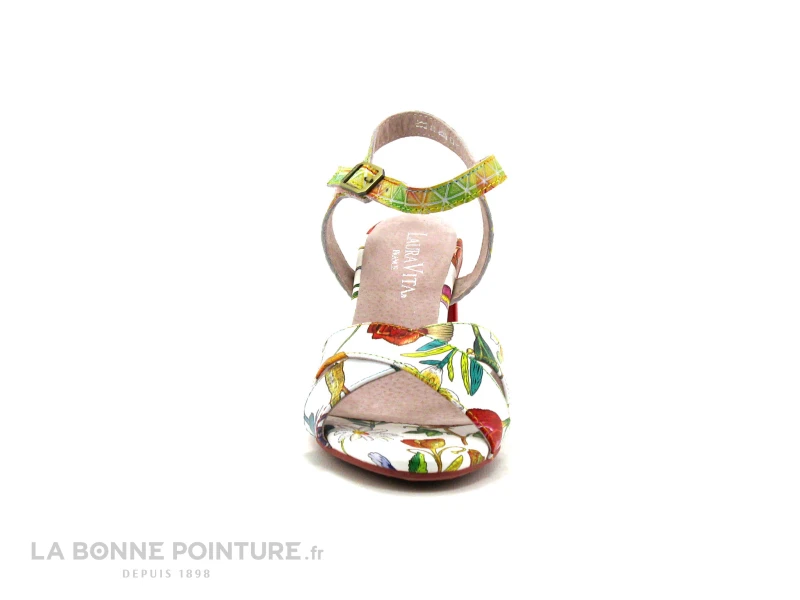 Laura Vita FICDJIO 01 Blanc - Nu-pieds Fleuri Talon Large 2 Laura Vita FICDJIO 01 Blanc - Nu-pieds Fleuri Talon Large – Image 2