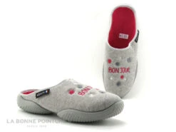 Airplum BONJOUR Gris Rose - Pantoufle Mule Femme