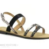Dees Shoes MAELANE Noir Argent - Sandale Plate Femme