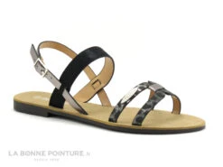 Dees Shoes MAELANE Noir Argent - Sandale Plate Femme
