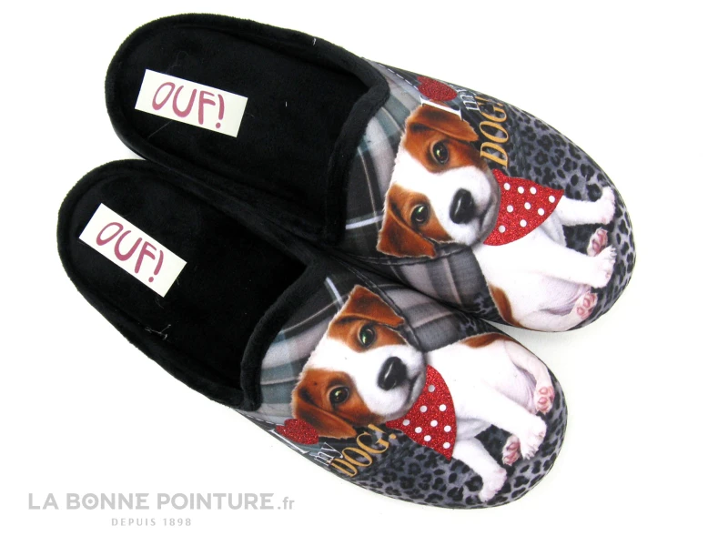 Ouf TIDOG Noir - Pantoufle Femme Avec Chien - I Love My Dog 2 Ouf TIDOG Noir - Pantoufle Femme Avec Chien - I Love My Dog – Image 2