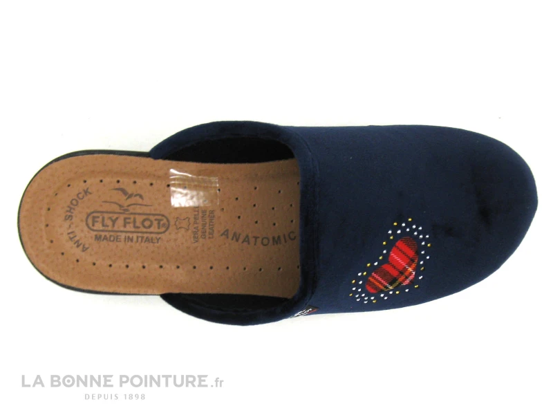 Fly Flot FRECY Bleu Marine - Coeur Ecossais - Pantoufle Sabot Femme 4 Fly Flot FRECY Bleu Marine - Coeur Ecossais - Pantoufle Sabot Femme – Image 4