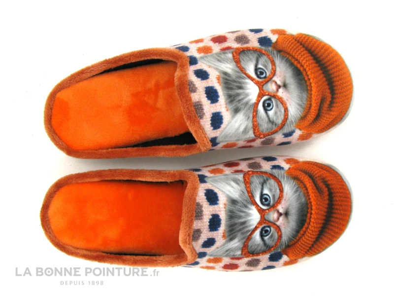 Maison Espadrille 9000 Chat Lunettes - Orange - Pantoufle Mule Femme 2 Maison Espadrille 9000 Chat Lunettes - Orange - Pantoufle Mule Femme – Image 2
