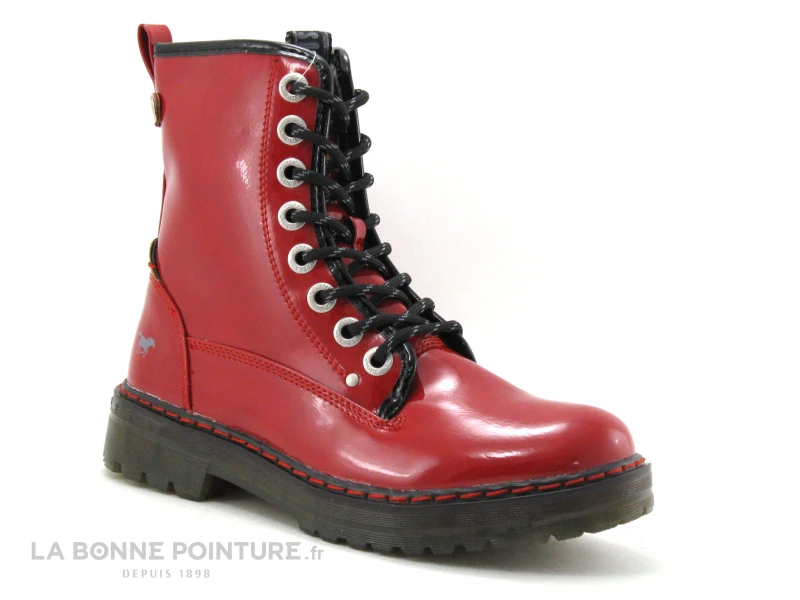 Mustang 1235-503-5 Bottines Vernies Rouge Lacets 5 Mustang 1235-503-5 Bottines Vernies Rouge Lacets – Image 5