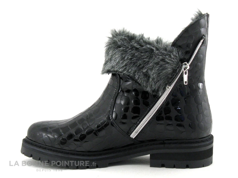 Hooper JUNO Croco Noir - Bottine Femme Interieur Fourrure 4 Hooper JUNO Croco Noir - Bottine Femme Interieur Fourrure – Image 4