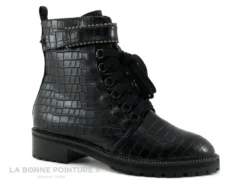 The Divine Factory QL4560 Noir Croco - Bottine A Lacet Femme