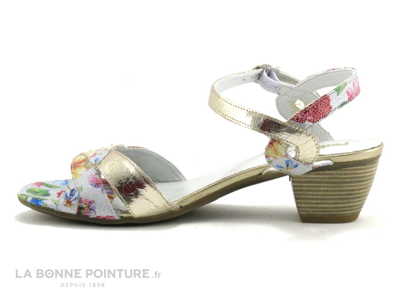 Pedi Girl LUXE Blanc - Argent - Fleuri - Nu-pieds Talon 3 Pedi Girl LUXE Blanc - Argent - Fleuri - Nu-pieds Talon – Image 3