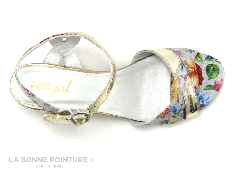 Pedi Girl LUXE Blanc - Argent - Fleuri - Nu-pieds Talon 6 Pedi Girl LUXE Blanc - Argent - Fleuri - Nu-pieds Talon – Image 6