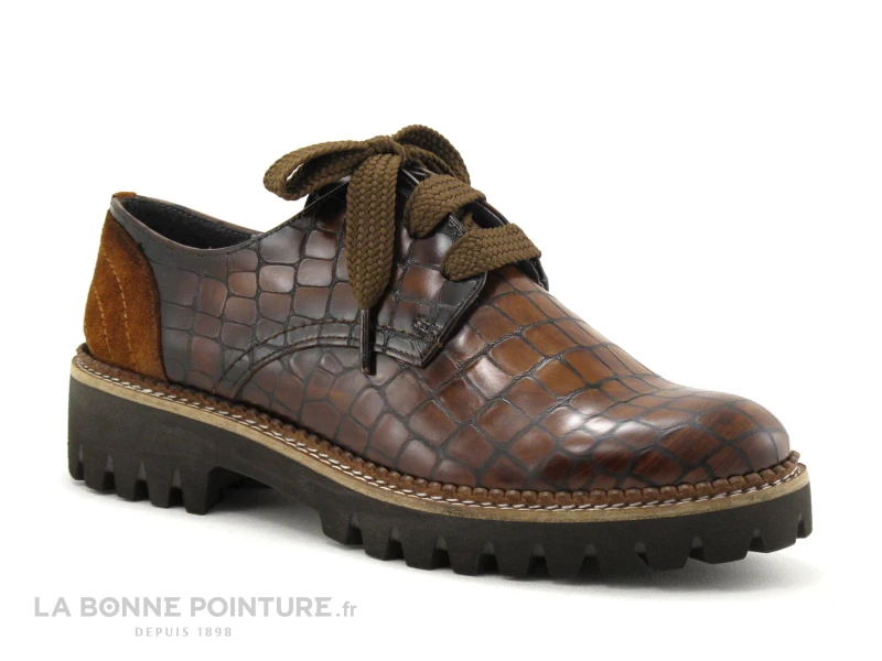 Folies COPOS Cuero - Marron Croco - Chaussure Derbi Femme 5 Folies COPOS Cuero - Marron Croco - Chaussure Derbi Femme – Image 5