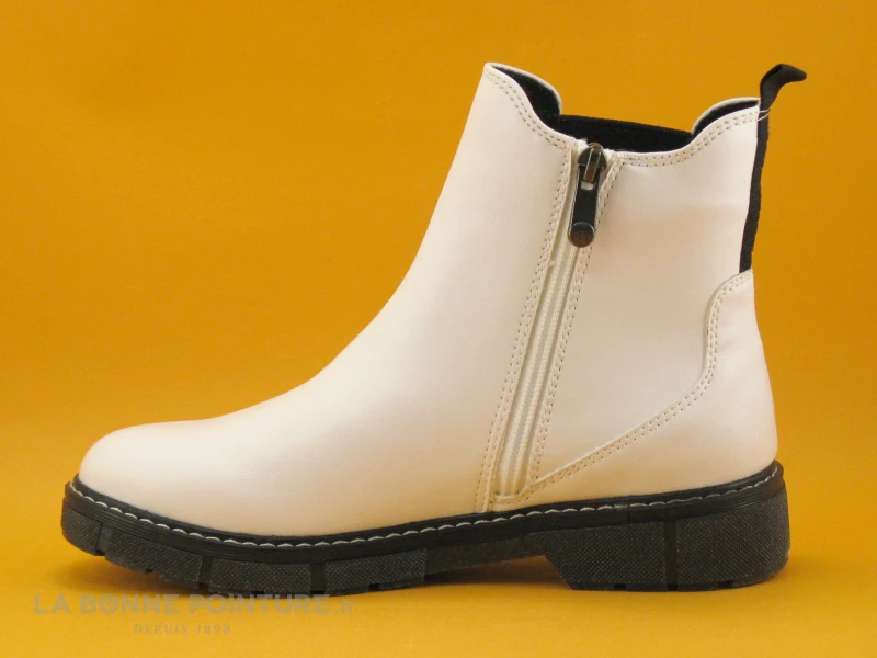 Marco Tozzi 2-25404-27- Bottine Blanche - Elastique Noir 3 Marco Tozzi 2-25404-27- Bottine Blanche - Elastique Noir – Image 3