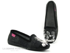 Maison Espadrille 6149-4 Noir - Chausson Ballerine Avec Chats