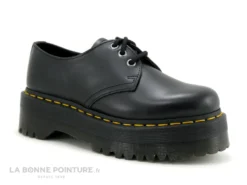 Dr. Martens Dr Martens 1461 QUAD Black Polished Smooth - 25567001 - Derbi Plateforme