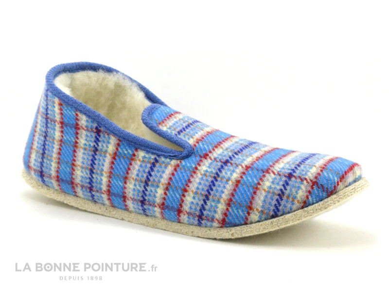 Rondinaud TRADITION F Bleu Ecossais - Charentaise Semelle Feutre 1 Rondinaud TRADITION F Bleu Ecossais - Charentaise Semelle Feutre