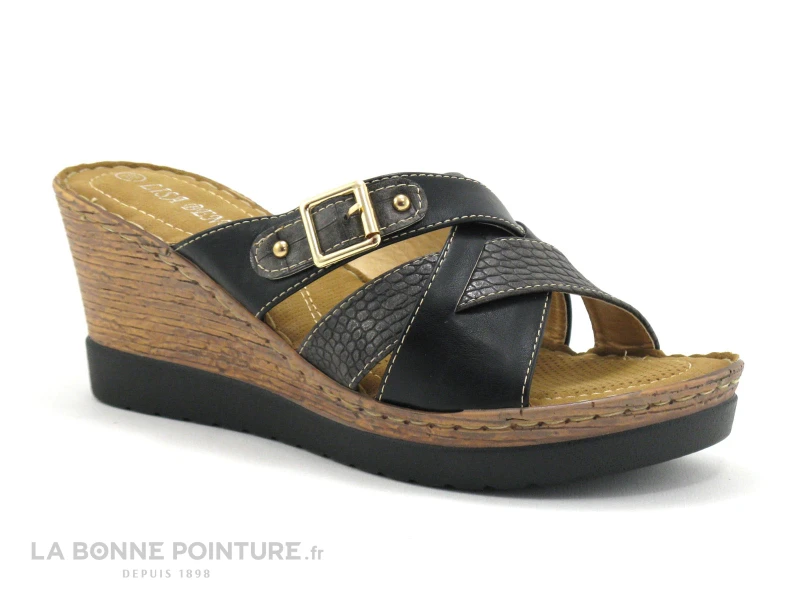 Lisa Bendi LB2496 Noir - Gris Serpent - Mule Compensée 1 Lisa Bendi LB2496 Noir - Gris Serpent - Mule Compensée