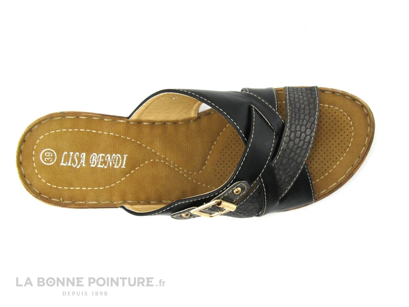 Lisa Bendi LB2496 Noir - Gris Serpent - Mule Compensée 3 Lisa Bendi LB2496 Noir - Gris Serpent - Mule Compensée – Image 3