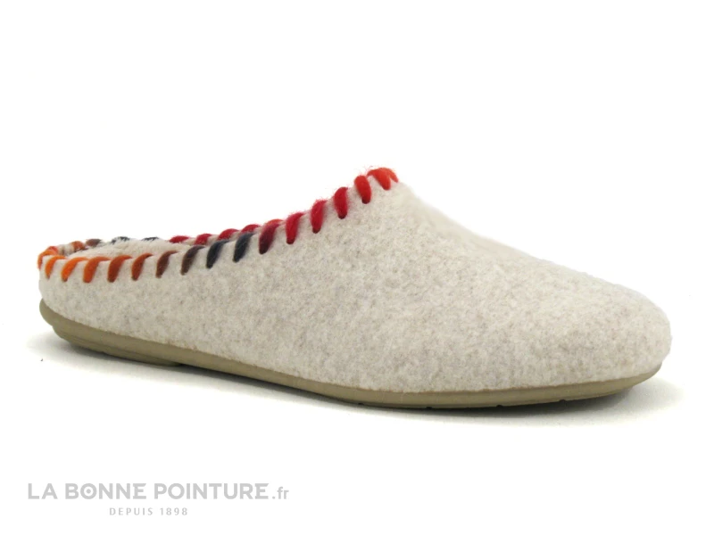 Zels 44140 Beige - Pourtour Laine Multicolore - Pantoufle Mule Femme 5 Zels 44140 Beige - Pourtour Laine Multicolore - Pantoufle Mule Femme – Image 5