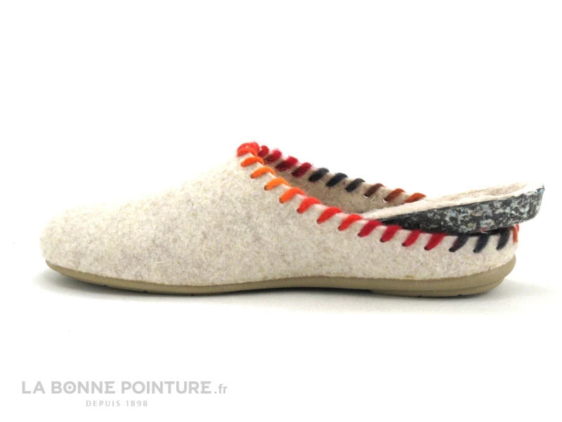 Zels 44140 Beige - Pourtour Laine Multicolore - Pantoufle Mule Femme 2 Zels 44140 Beige - Pourtour Laine Multicolore - Pantoufle Mule Femme – Image 2
