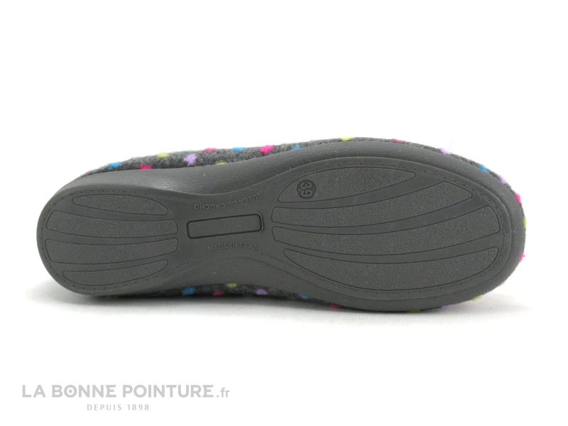 Zels 2378 Gris - Pois Et Pompon Multicolores - Pantoufle Ballerine 4 Zels 2378 Gris - Pois Et Pompon Multicolores - Pantoufle Ballerine – Image 4