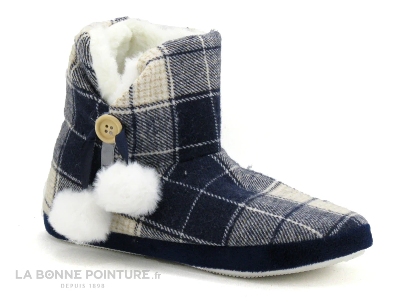 B Et M Banana Moon - REBOOT Bleu Gris - Carreaux - Pantoufle Montante 1 B Et M Banana Moon - REBOOT Bleu Gris - Carreaux - Pantoufle Montante