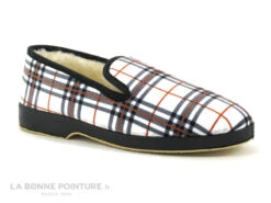 Saez CADETE Blanc Carreaux Rouges Et Noirs - Charentaise Femme