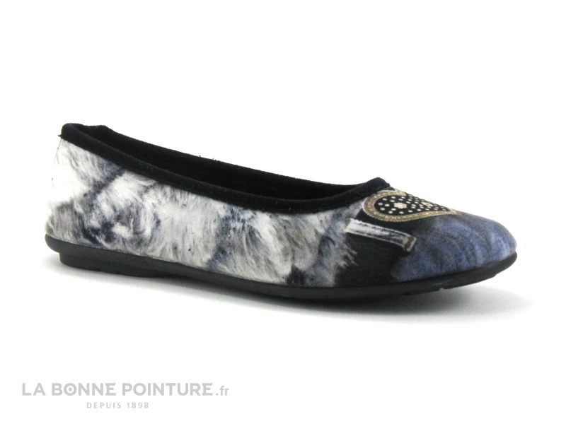 RYB 600 BELTRAN - Gris Bleu Noir - Coeur - Pantoufle Ballerine 1 RYB 600 BELTRAN - Gris Bleu Noir - Coeur - Pantoufle Ballerine