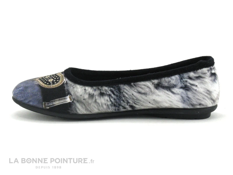 RYB 600 BELTRAN - Gris Bleu Noir - Coeur - Pantoufle Ballerine 2 RYB 600 BELTRAN - Gris Bleu Noir - Coeur - Pantoufle Ballerine – Image 2