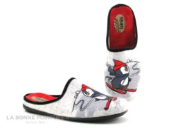Selkis 22332 Gris - Pingouin A Skis - Pangoufle Mule Femme