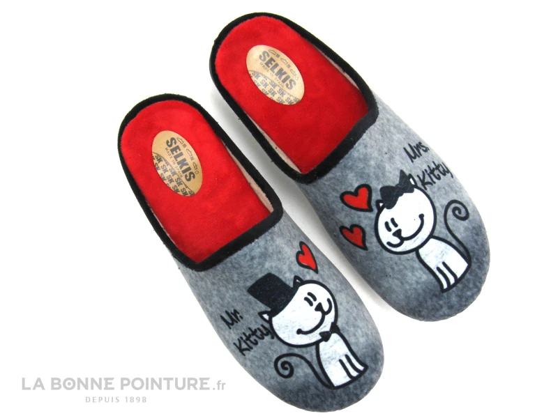 Selkis 22309 Gris - Mrs Kitty Et Mr Kitty - Pantoufle Chat Femme 2 Selkis 22309 Gris - Mrs Kitty Et Mr Kitty - Pantoufle Chat Femme – Image 2
