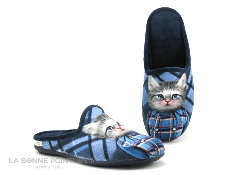 Maison Espadrille 9005-4 Marine - Pantoufle Femme Avec Chat 1 Maison Espadrille 9005-4 Marine - Pantoufle Femme Avec Chat