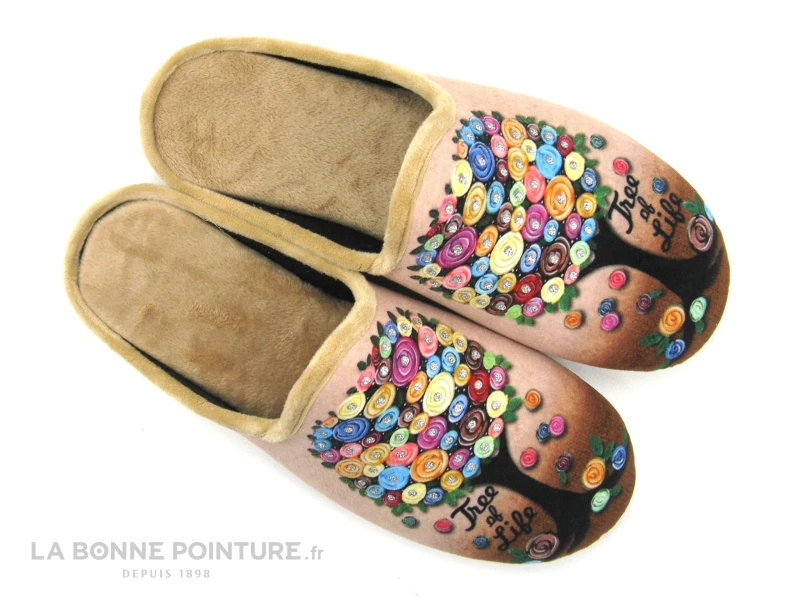 Maison Espadrille 9008-04 Beige - Pantoufle Mule - Arbre Multicolore 2 Maison Espadrille 9008-04 Beige - Pantoufle Mule - Arbre Multicolore – Image 2