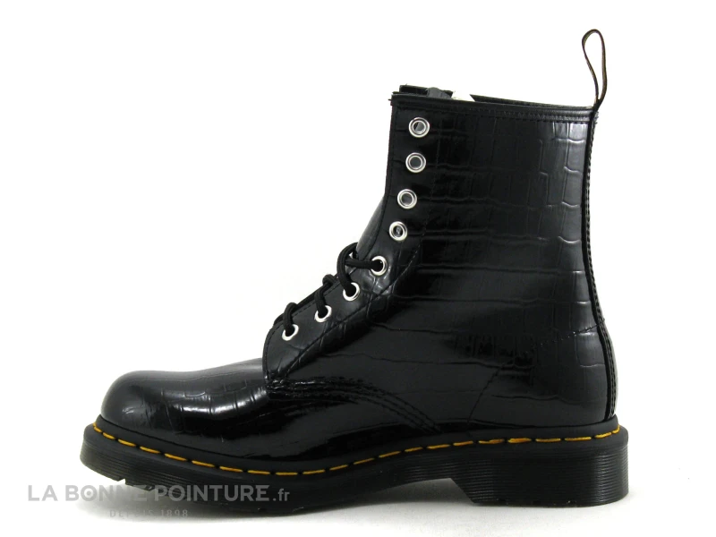 Dr. Martens Dr Martens 1460 Black Patent Croco - 26262001 - Boots Noir Verni 3 Dr. Martens Dr Martens 1460 Black Patent Croco - 26262001 - Boots Noir Verni – Image 3