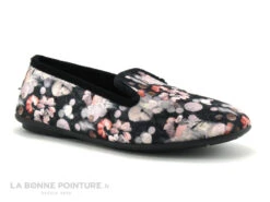 RYB 228002 Noir - Fleurs Roses - Pantoufle Souple Femme