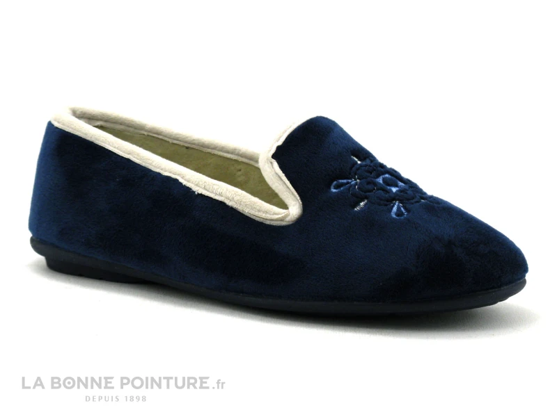 RYB 102 ALBA Bleu Marine - Bord Ecru - Chausson Femme 1 RYB 102 ALBA Bleu Marine - Bord Ecru - Chausson Femme