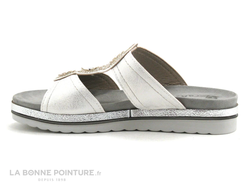 Morans MOUREZE 26148 Blanc Argent - 3 Fleurs - Mule Femme 2 Morans MOUREZE 26148 Blanc Argent - 3 Fleurs - Mule Femme – Image 2