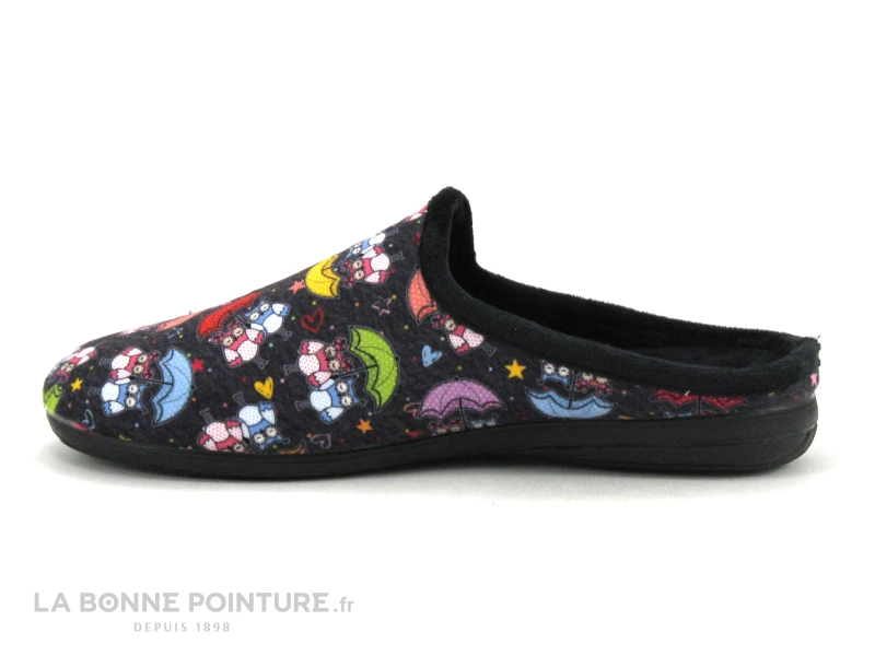 Maison Espadrille 6503 - Mule Hibou Noir - Pantoufle Femme 2 Maison Espadrille 6503 - Mule Hibou Noir - Pantoufle Femme – Image 2