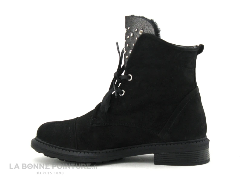 Lily Mood 18-350 Black Nubuck - Perles Languette - Chaussure Montante 3 Lily Mood 18-350 Black Nubuck - Perles Languette - Chaussure Montante – Image 3