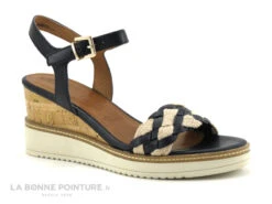 Tamaris 1-28305-20 Navy - Nu-pieds Bleu Marine - Talon Haut Compense